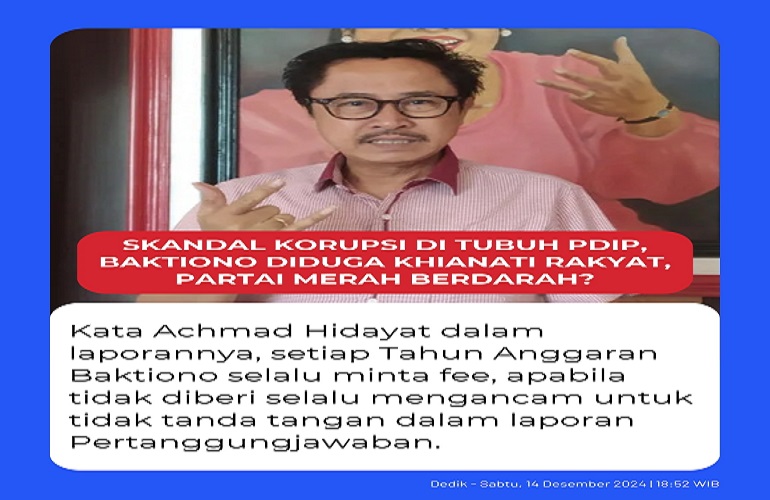 "Minta Fee" Baktiono Sekretaris DPC PDIP Dilaporkan ke DPP PDIP